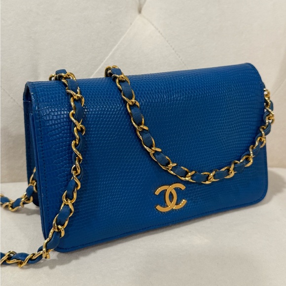 CHANEL Handbags - Rare💙CHANEL Lizard Full Flap within 24K Gold Plated Hardware series zero